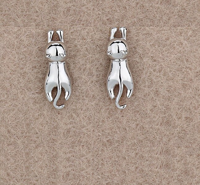 925 Sterling Silver Cat Studs