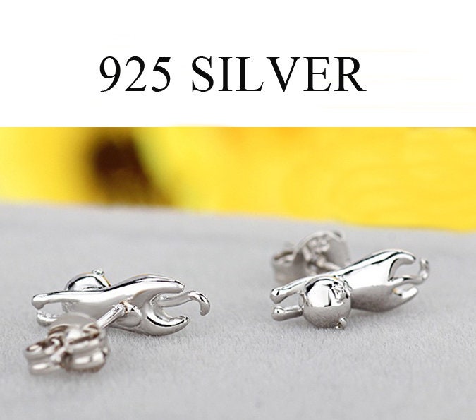 925 Sterling Silver Cat Studs
