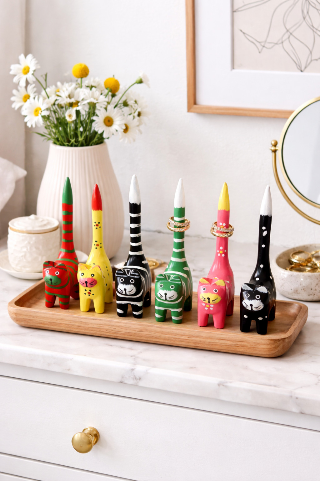 Handmade Wooden Cat Ring Holder – Cute Jewelry Organizer