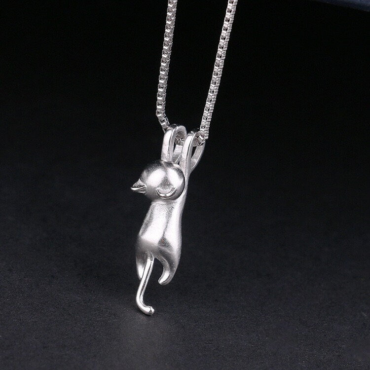 925 Sterling Silver Cat Necklace