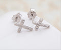 925 Sterling Silver Diamond Cross Stud Earrings