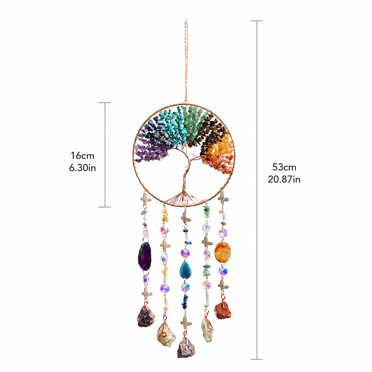 Tree of Life Crystal Sun Catcher – Gemstone Window Hanging Decor