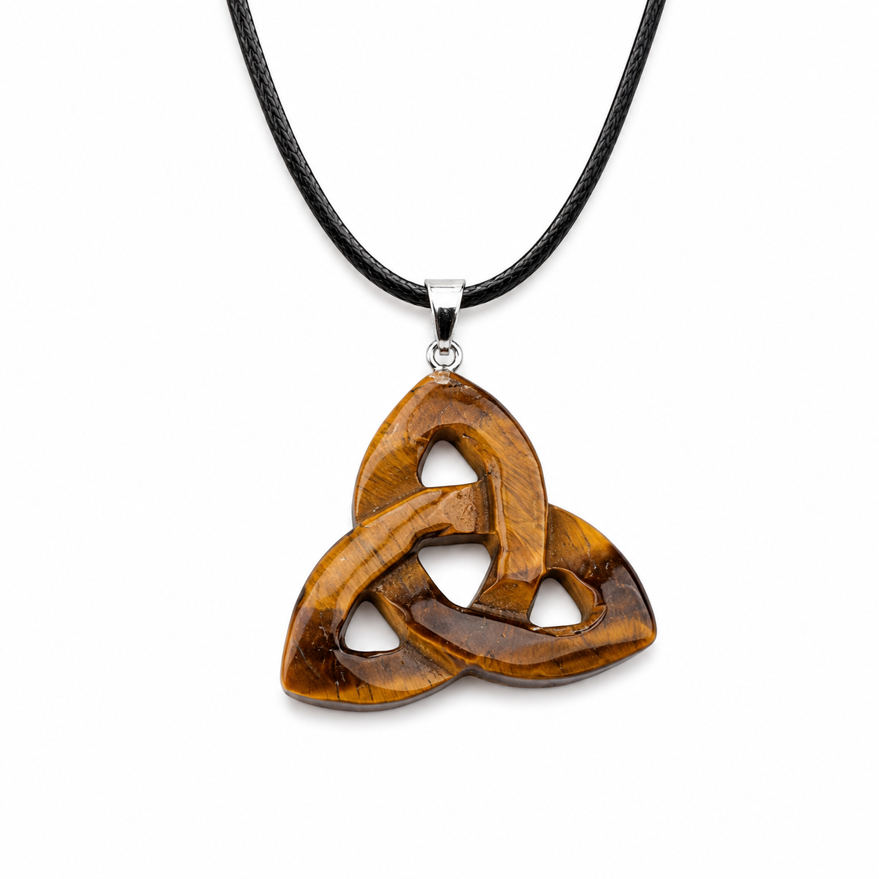 Natural Crystal Celtic Endless Knot Pendant Necklace