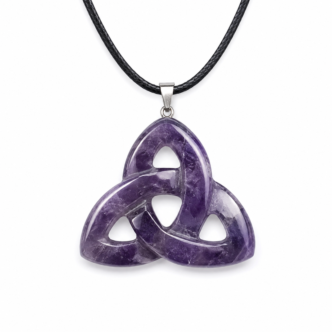 Natural Crystal Celtic Endless Knot Pendant Necklace