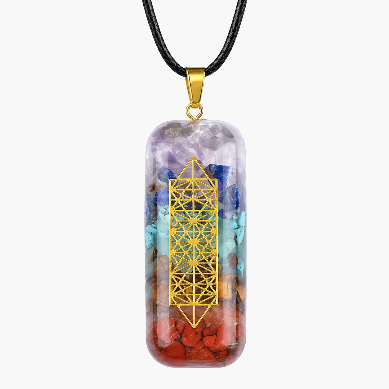 Natural Crystal Chip Resin Pendant Necklace – 6 Spiritual Designs