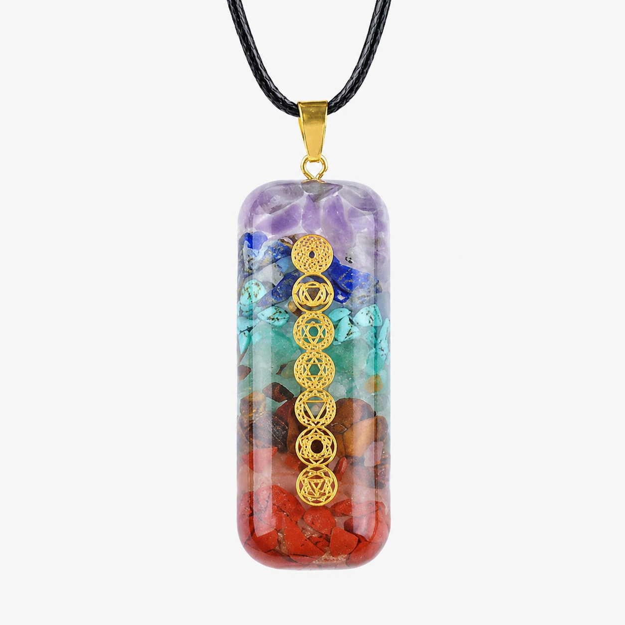 Natural Crystal Chip Resin Pendant Necklace – 6 Spiritual Designs