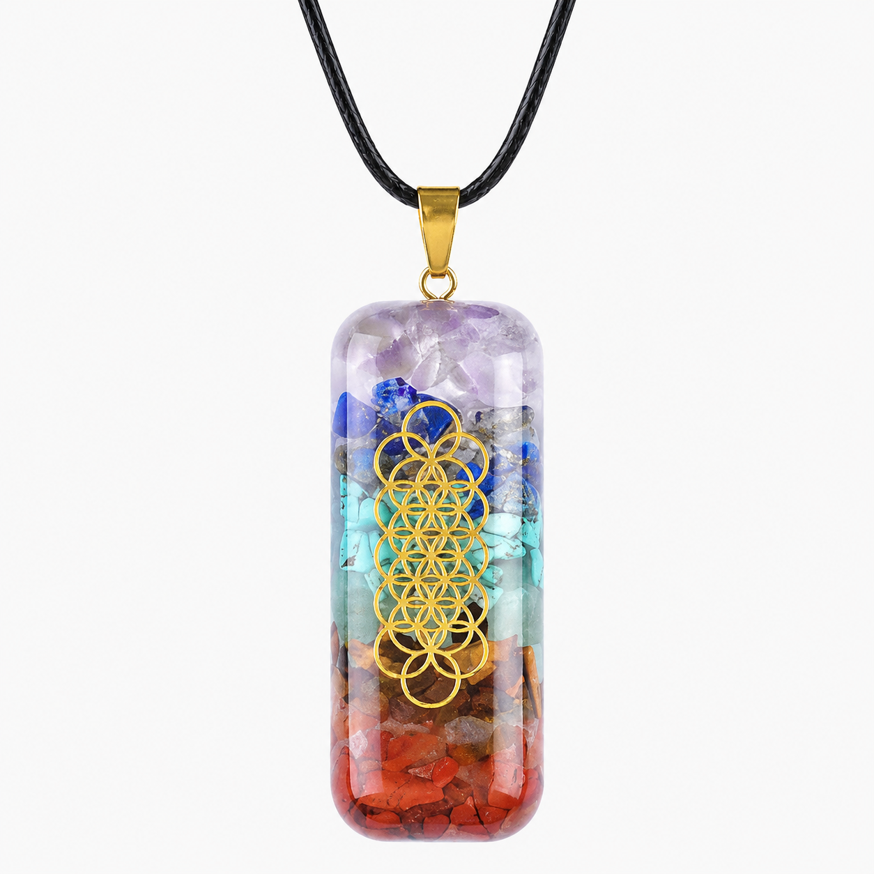 Natural Crystal Chip Resin Pendant Necklace – 6 Spiritual Designs