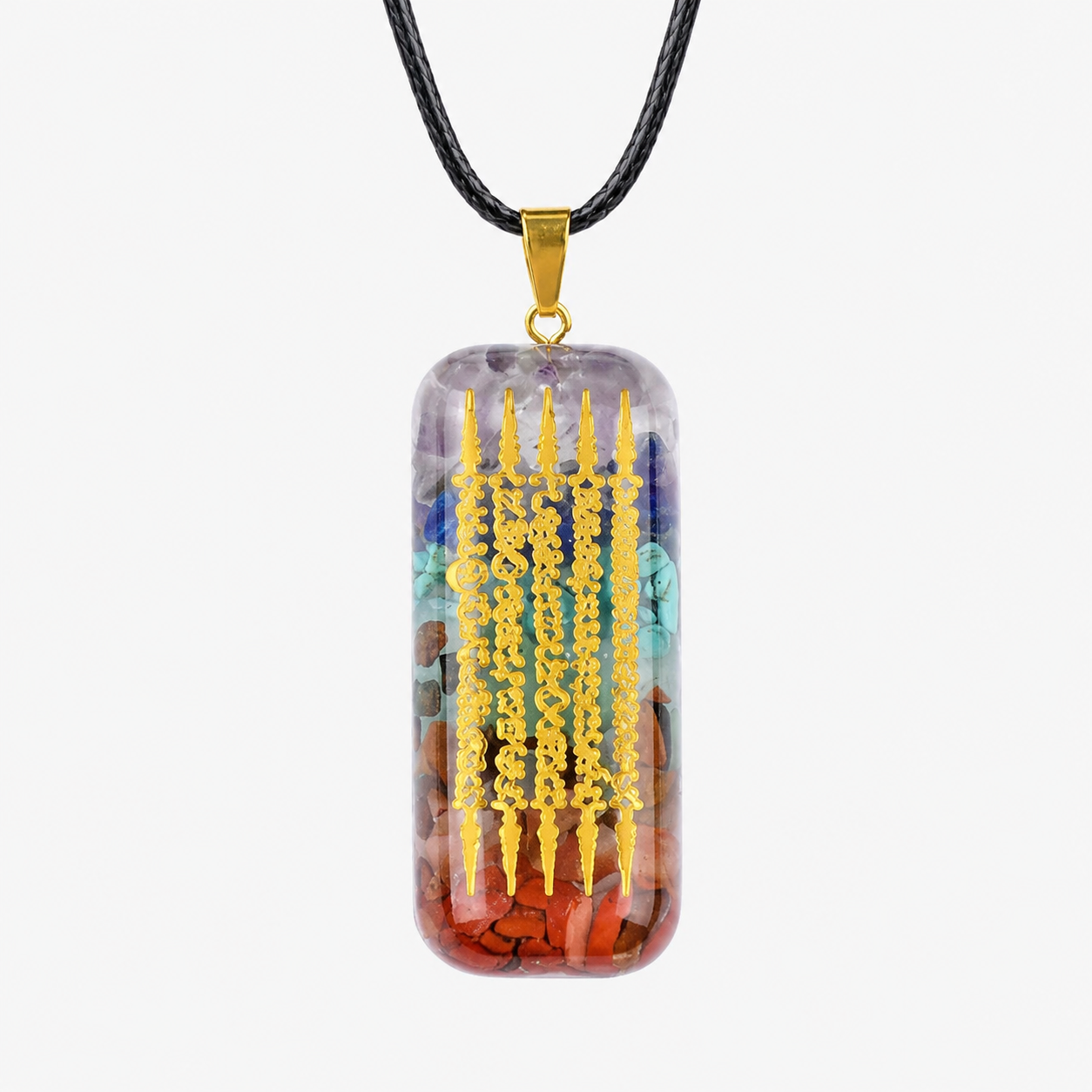 Natural Crystal Chip Resin Pendant Necklace – 6 Spiritual Designs