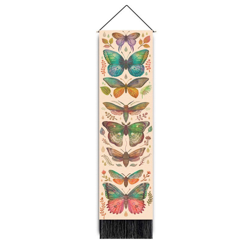 Colorful Butterfly Wall Hanging – Boho Tapestry with Fringe