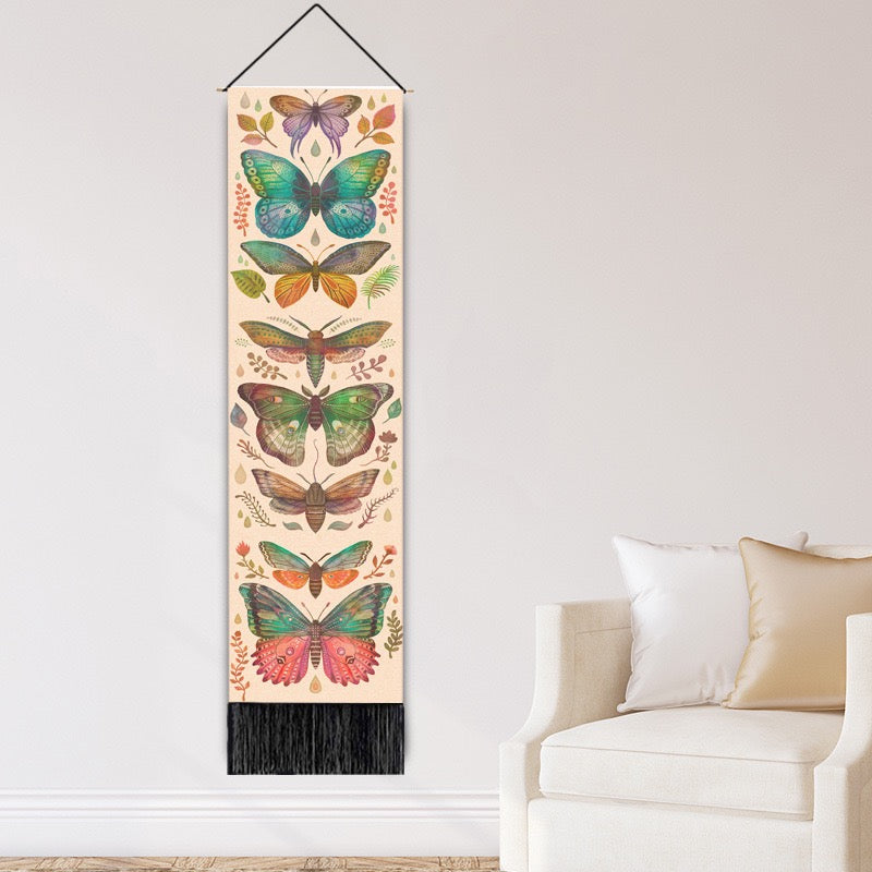 Colorful Butterfly Wall Hanging – Boho Tapestry with Fringe