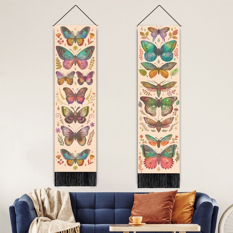 Colorful Butterfly Wall Hanging – Boho Tapestry with Fringe
