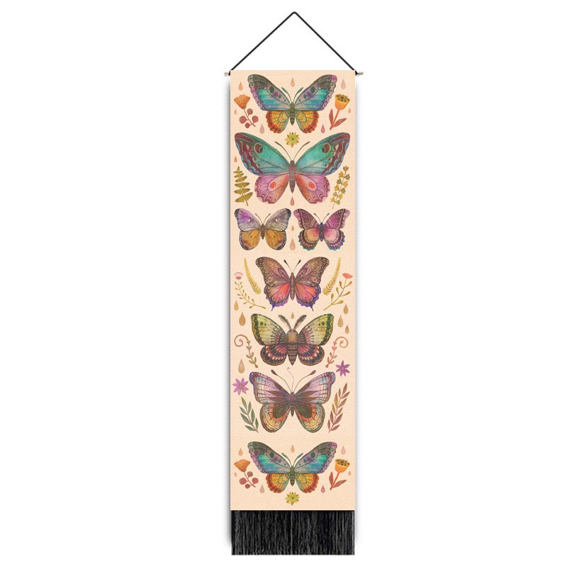 Colorful Butterfly Wall Hanging – Boho Tapestry with Fringe