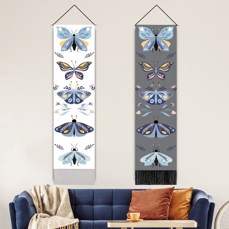 Butterfly Wall Hanging – Boho Tapestry with Fringe