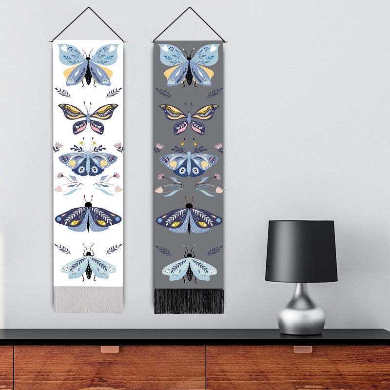 Butterfly Wall Hanging – Boho Tapestry with Fringe