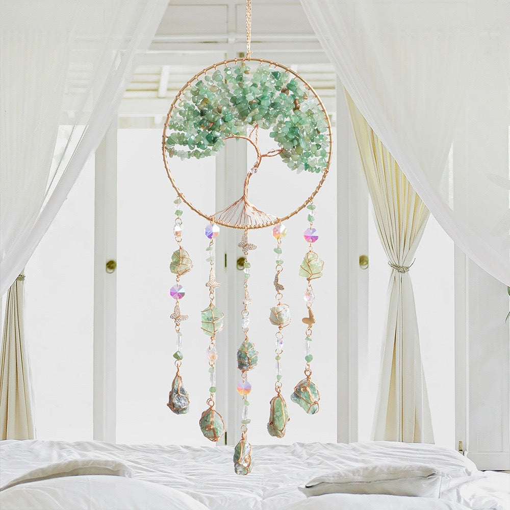 Tree of Life Crystal Sun Catcher – Gemstone Window Hanging Decor