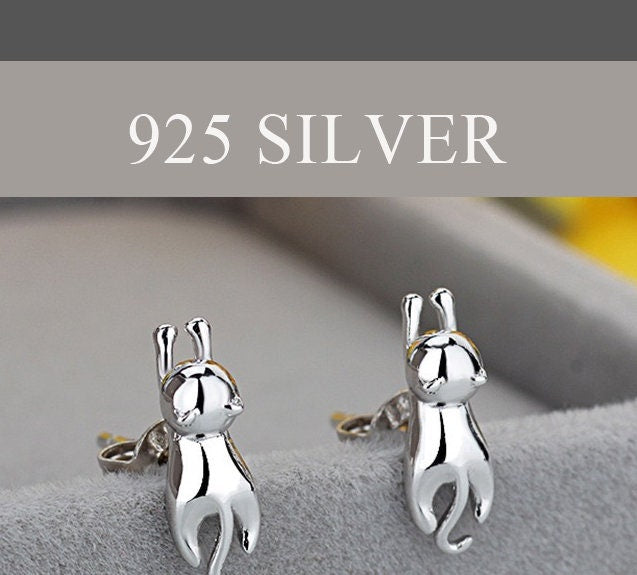 925 Sterling Silver Cat Studs