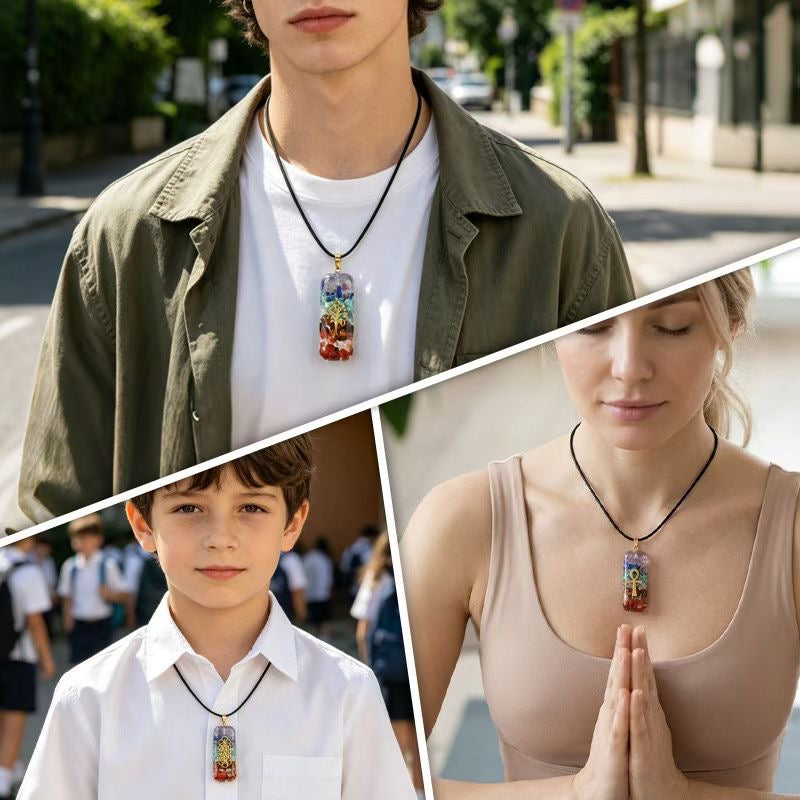 Natural Crystal Chip Resin Pendant Necklace – 6 Spiritual Designs