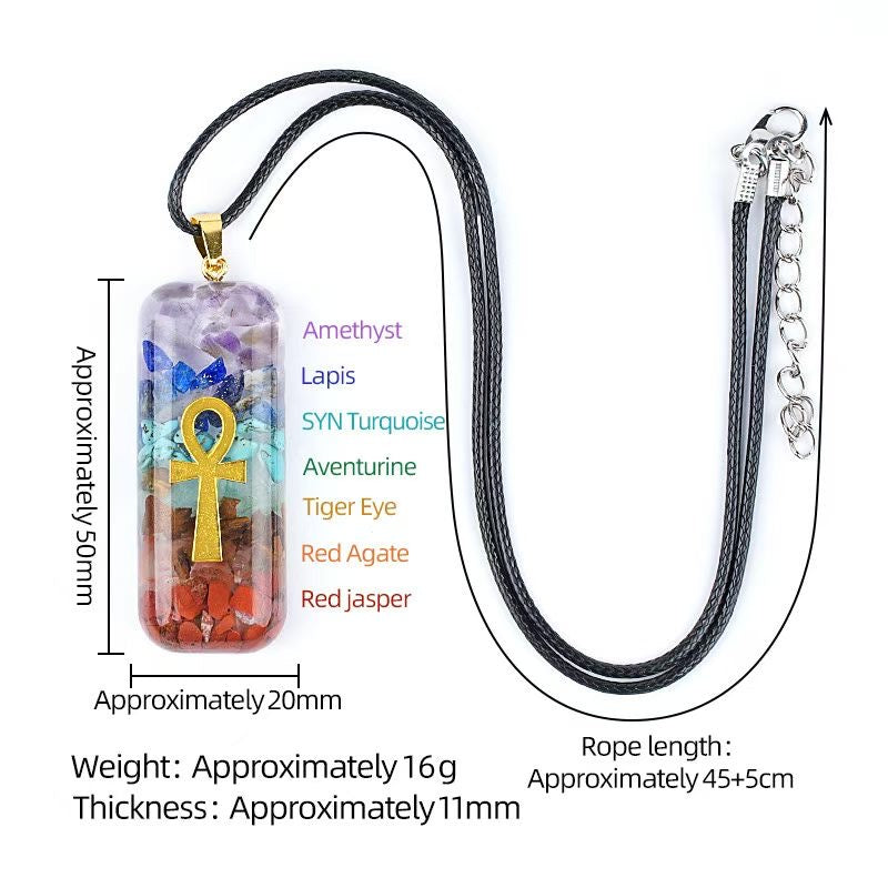 Natural Crystal Chip Resin Pendant Necklace – 6 Spiritual Designs