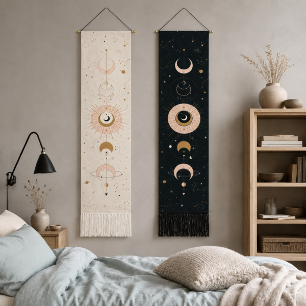 Black celestial sun and moon wall hanging
