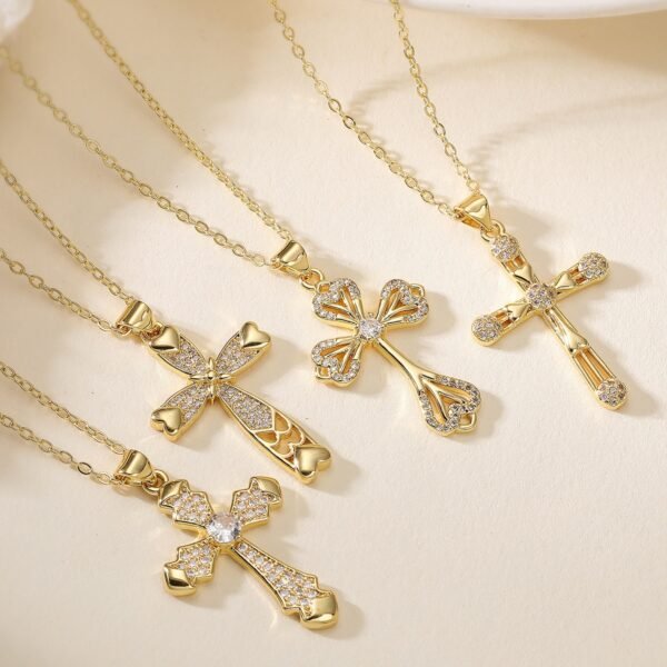 24K Gold Plated CZ Cross Necklace