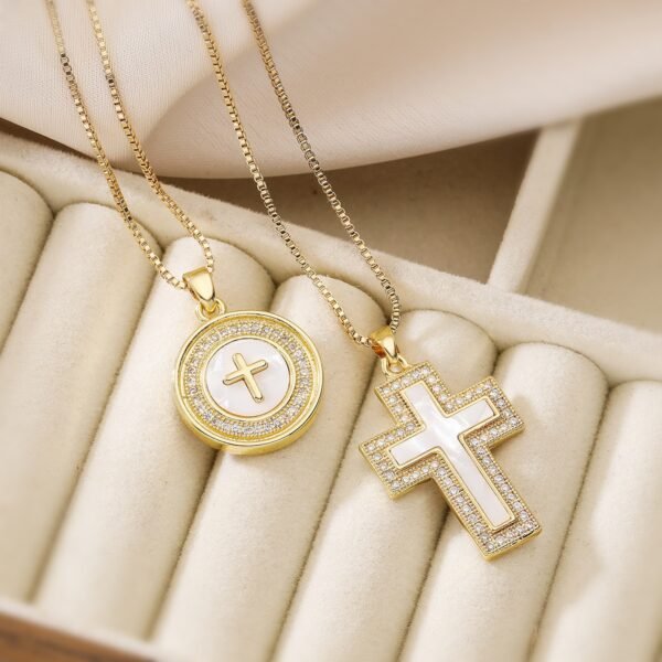 24K Gold Plated Cross Necklaces – Round and Classic Styles