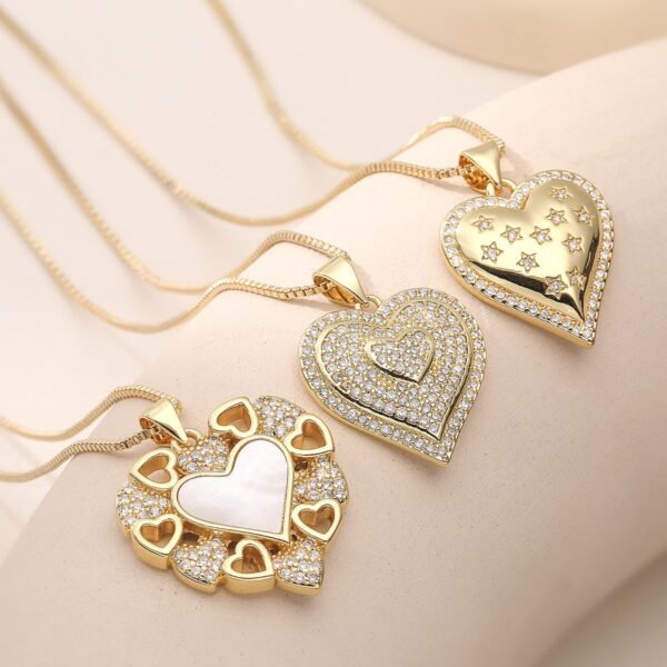 24K Gold Plated Copper Heart Necklaces – 3 Styles
