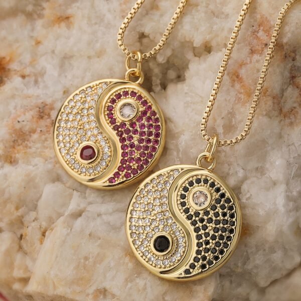 Gold Yin Yang pendant necklaces in Style 1 and Style 2