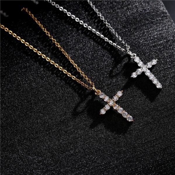 Delicate CZ cross pendant necklace