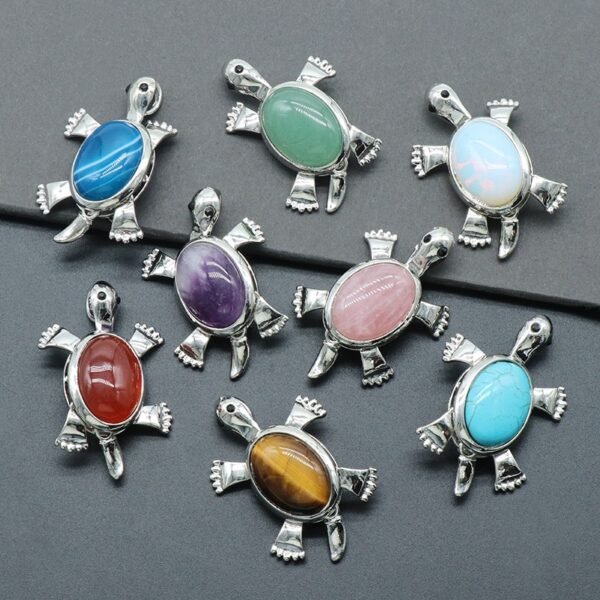 img 8002Natural gemstone turtle pendants in four stone options