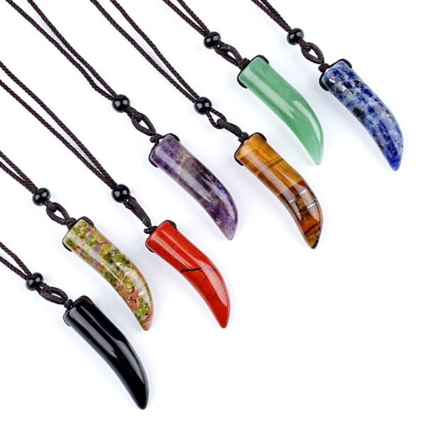 Natural crystal fang necklaces in four stone options